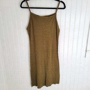 Topshop Olive green ribbed slip dress